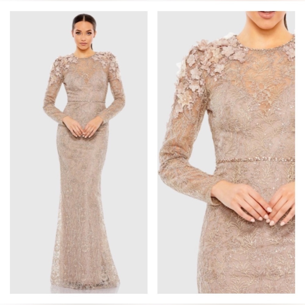 Mac Duggal 11323 NWT Embellished Shoulder Detail Long Sleeve Gown